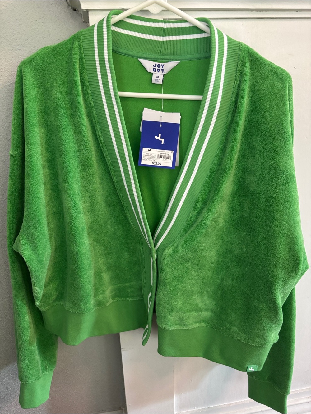JOY LAB Green Velour Track Jacket